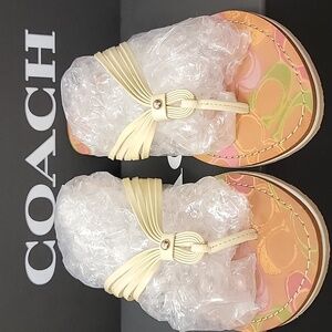 Coach Maria Cream Leather  Flip- Flop Sandals 9 1/2B NWOT